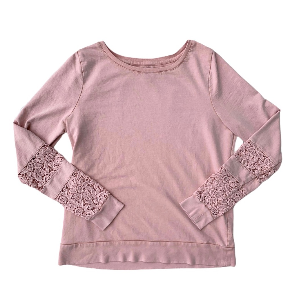 Lucky Lotus by Lucky Brand Lace Sleeve Sweatshirt - Picture 7 of 12
